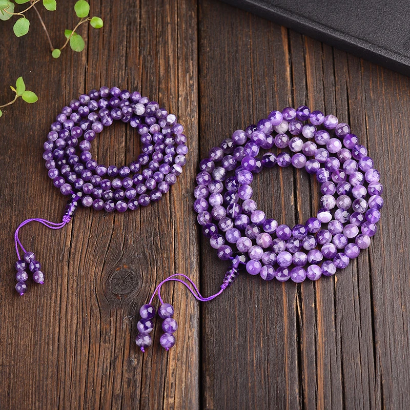 Love Guardian Stone Natural Dreamy Amethyst 108 Bead Buddha Bracelet Jewelry