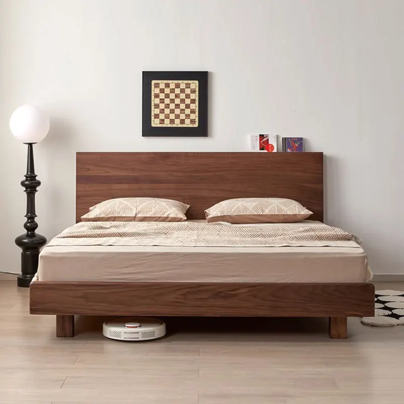 Customizable North American Suspension Simple Modern White Oak 1.5m Single 1.8m Double High Backrest Bed