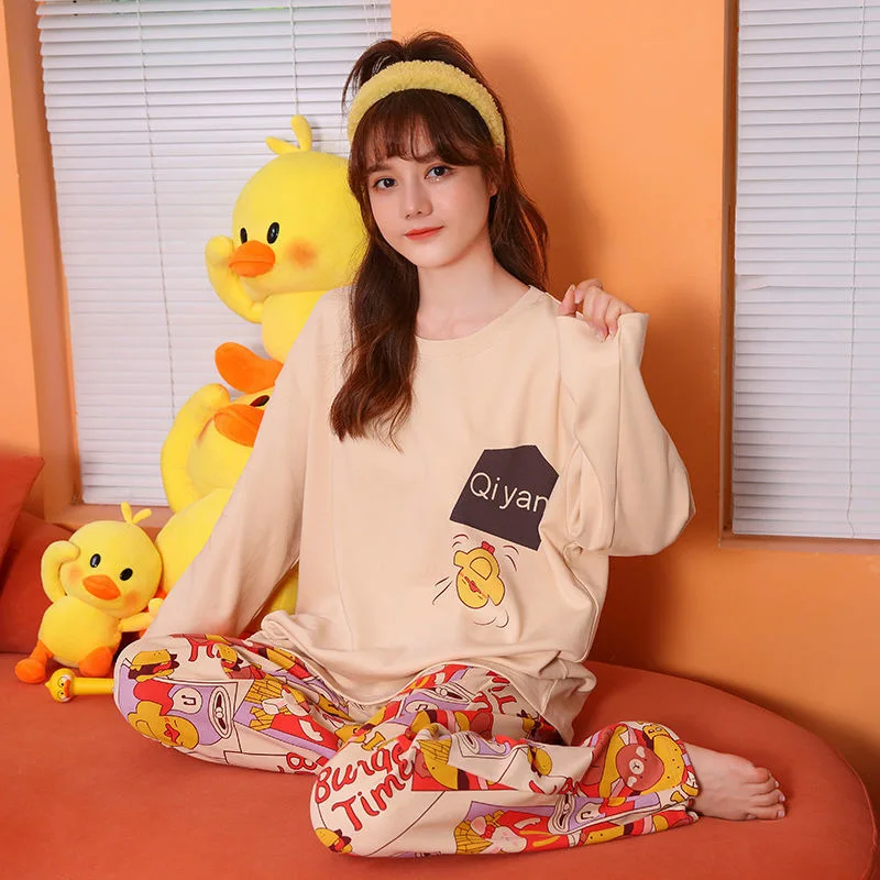 New Ms. Long-sleeved Tide Korean Fashion Casual Plaid Plaid Pajamas Home Wear Ms. Age Reduction Set Can Be Worn Outside Women