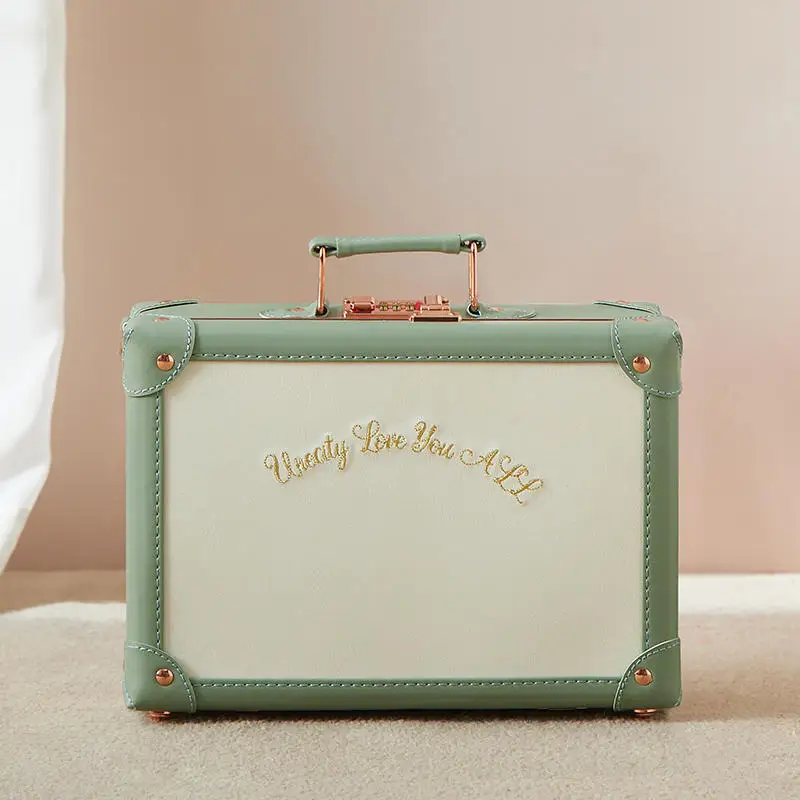 Makeup suitcase box 12 "16" vintage suitcase cute small luggage bag Combination fashion high end case Storage cosmetic suitcase