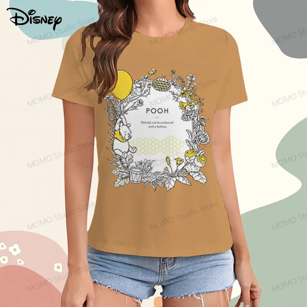 Women\'s T-shirt Disney Winnie Pooh XS-3XL Kawaii Summer T-shirts Leisure Y2k 2024 Woman Clothing Top Street Wear Cheap Clothes