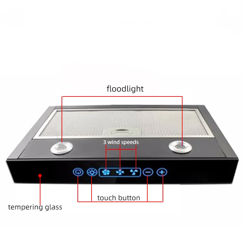 RV Vehicle Range Hood 12V Car Kitchen Range Hood Touch Switch with Led Light Removable Cleaning Camper Caravan Mini Range Hood