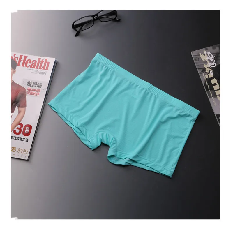 Men\'s Ice Silk Underwear Youth Fashion Bottom Aro Pant Trackless Boxer Shrots Teenagers U Convex Pouch Underpants Student Trunks