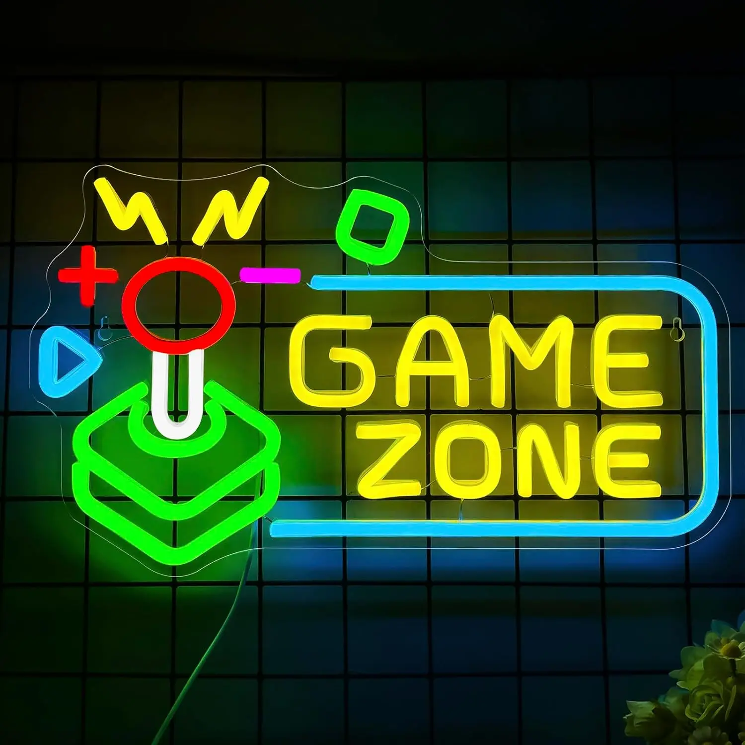 Game Zone Neon Sign LED Wall Art USB Powered Gaming Controller Gamer Room Decor Boys Bedroom Streaming Setup Arcade Party Light