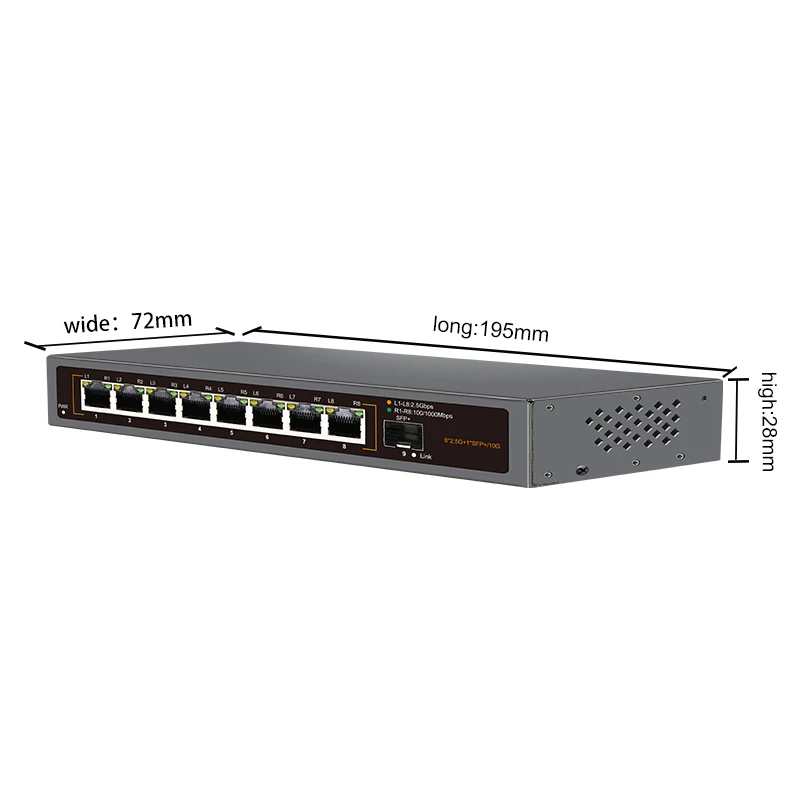 JT-COM 8 RJ45 Ports 2.5Gb Ethernet Switch 2.5GBASE-T Network Switch 10Gigabit Uplink Plug and Play Hub Internet Splitter Fanless