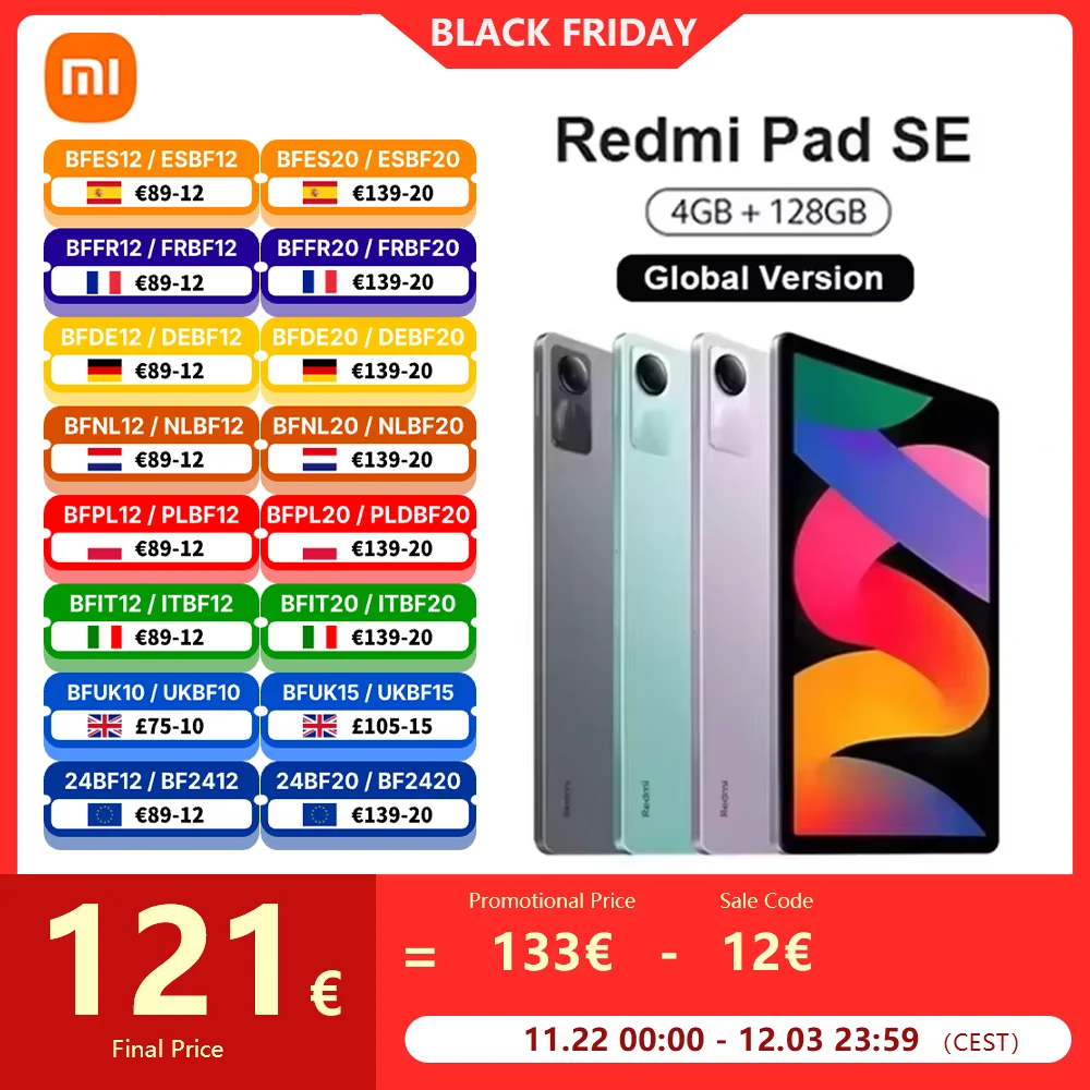 Global Version Xiaomi Redmi Pad SE Mi Tablet 4GB 128G 8GB 256G Snapdragon® 680 90Hz 11