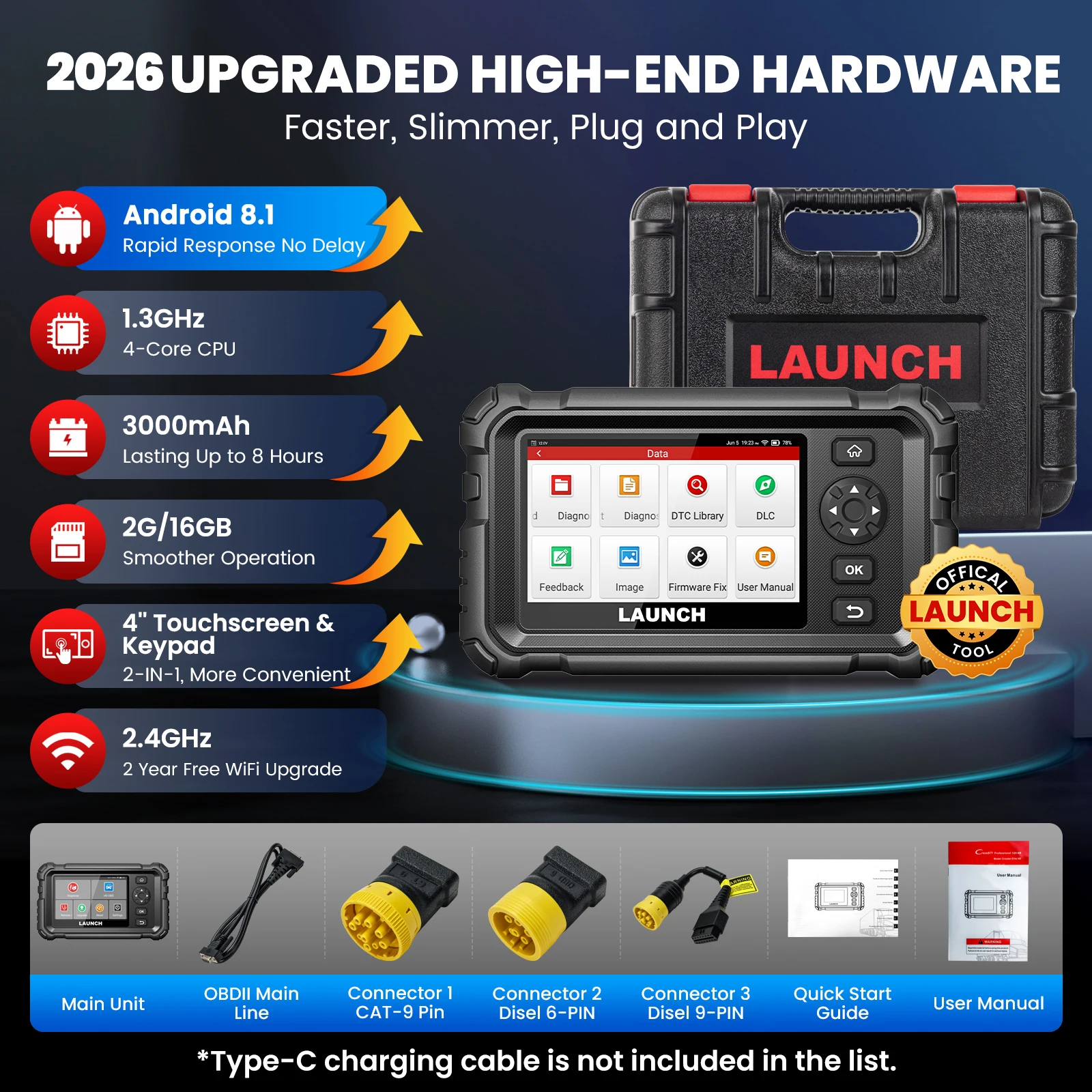 LAUNCH CRP129 HD V2 OBD2スキャナー 24Vトラック診断ツール 全