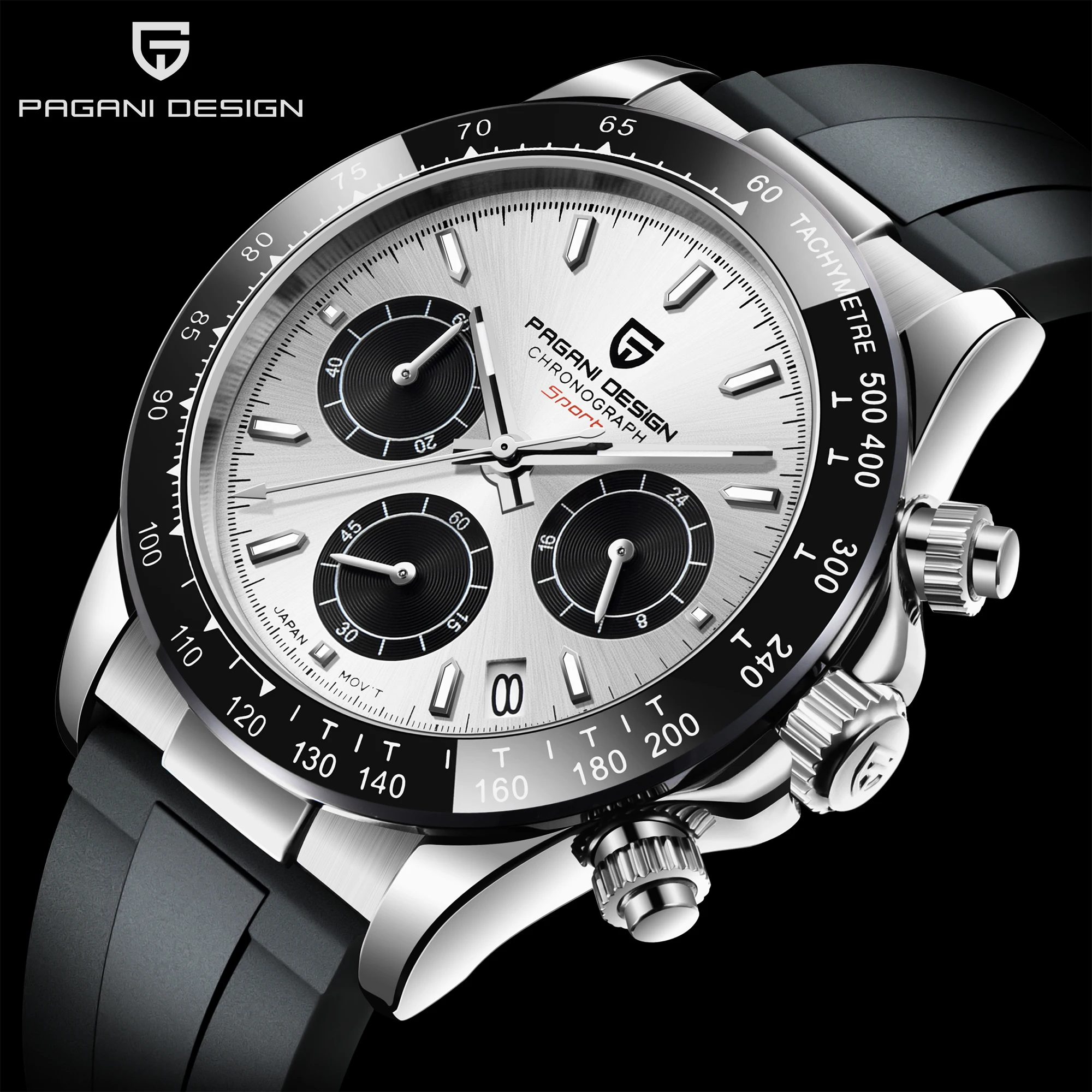 PAGANI DESIGN New Gold Blue Luxury Quartz Watch For Men Gift Box VK63 Movt Chronograph Sapphire Crystal Stainless Steel Watch