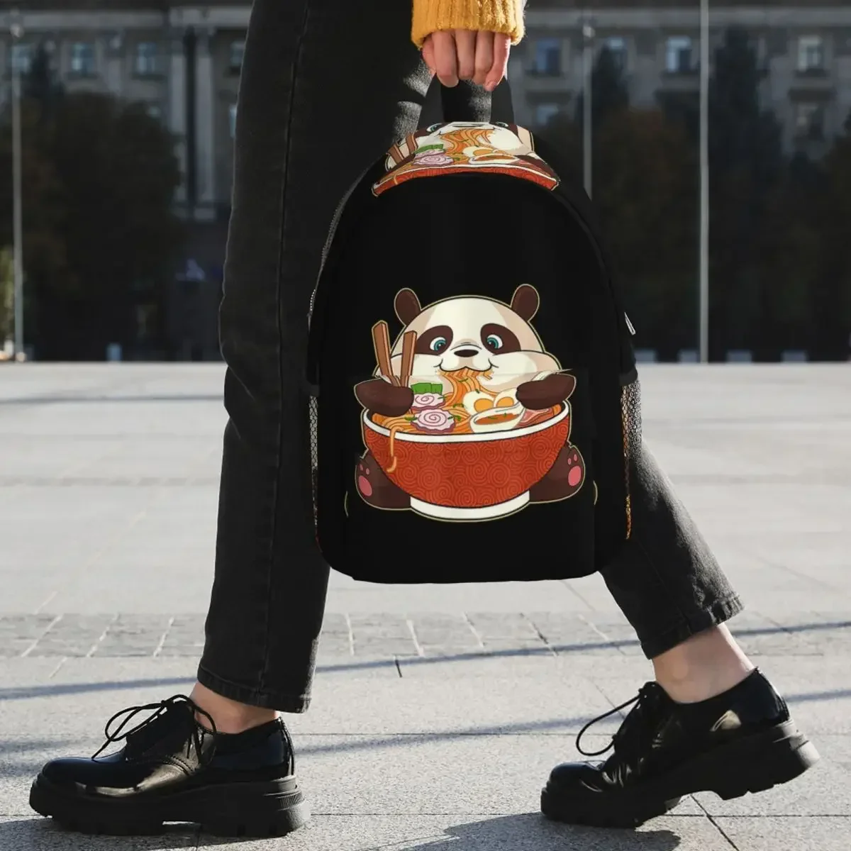 Kawaii bonito anime panda otaku japonês ramen macarrão presente mochilas adolescente bookbag sacos de escola viagem bolsa ombro