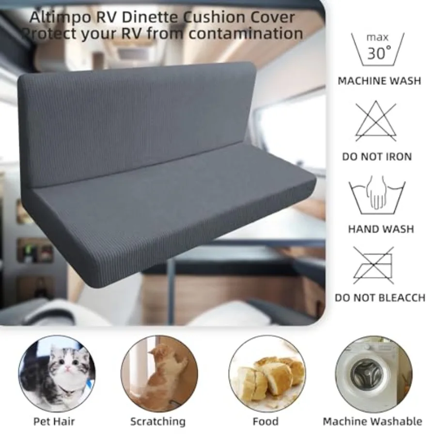 8Pcs Rv Dinette Cushion Covers, Outdoor Sofa Covers Washable Seat Covers Furniture Protector Jacquard Stretchable Camper Cushio