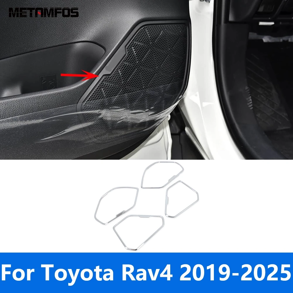 

For Toyota Rav4 Rav 4 2019-2024 2025 Stainless Steel Door LoudspeakerAudio Speaker Cover Trim Interior Accessories Car Styling