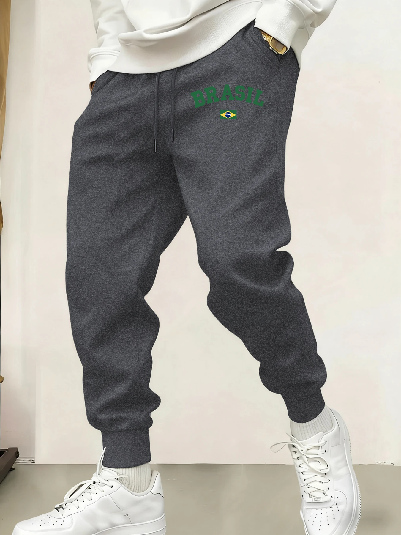 

Brasil Flag Simple Print Mens Sweatpant Trendy Pants Casual Fleece Pant Sports Jogging Unisex Britches Autumn Fashion Sweatpants