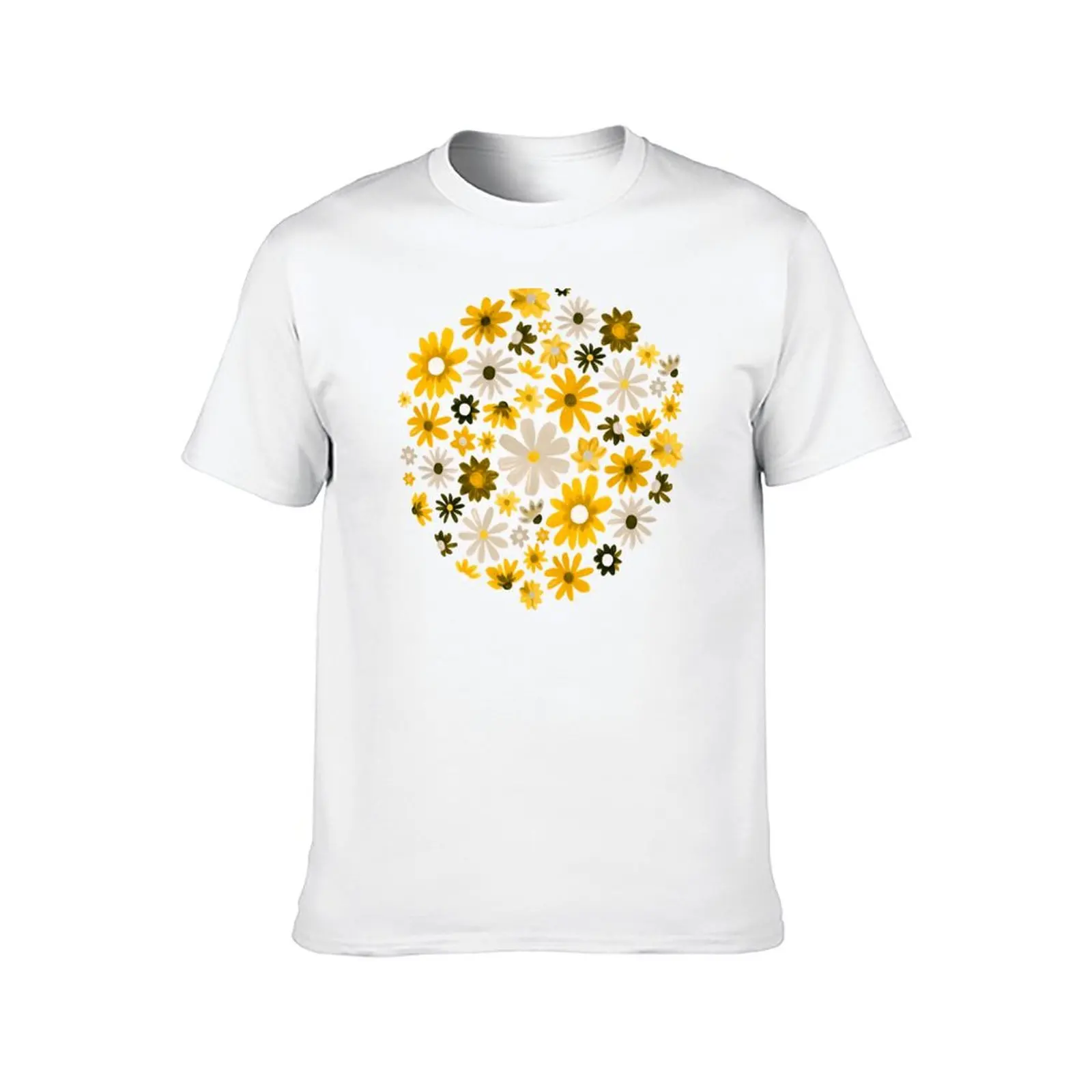 Bohemian Daisy Meadow - Mustard T-Shirt Funny t-shirts Clothing mens plain t shirts