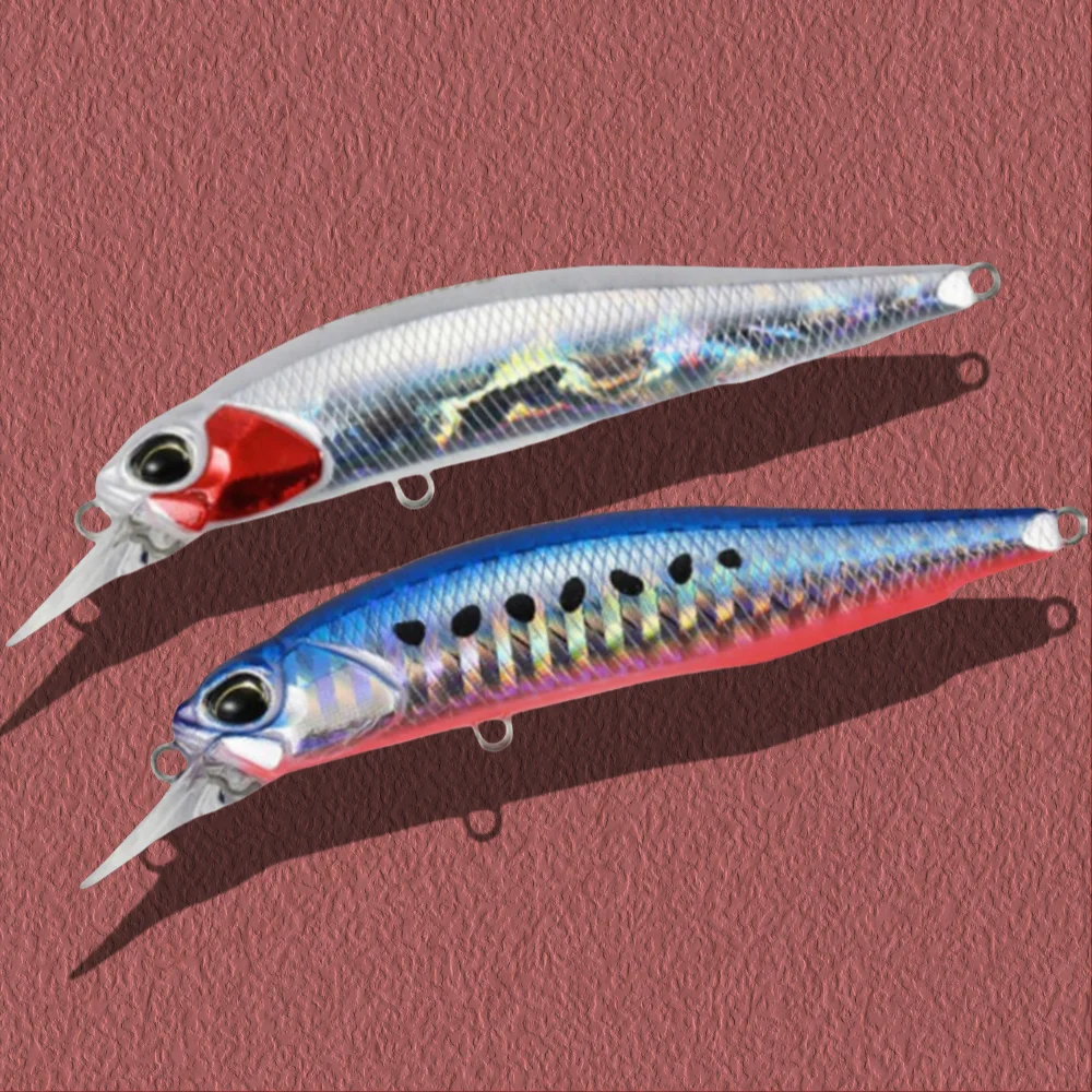 تعليق أسماك البلمة الصيد إغراء 77 مللي متر ABS البلاستيك المياه المالحة الطعم ل القاروص قوس قزح سمك السلمون المرقط الثنائي واقعية Rozante إغراء الشمالية بايك