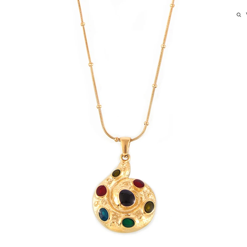 PRISCA | 18k Gold Stainless Steel Geometric Clavicle Chain for Women  Colored Glaze Vintage 2026