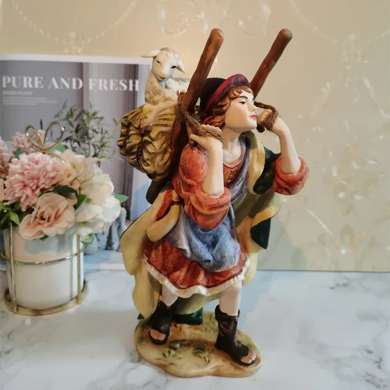 Art Collection Owell Ceramic Western Figures Sculpture Porcelain The Sheepherder Figurine Desk Ornaments Home Decorations Gifts