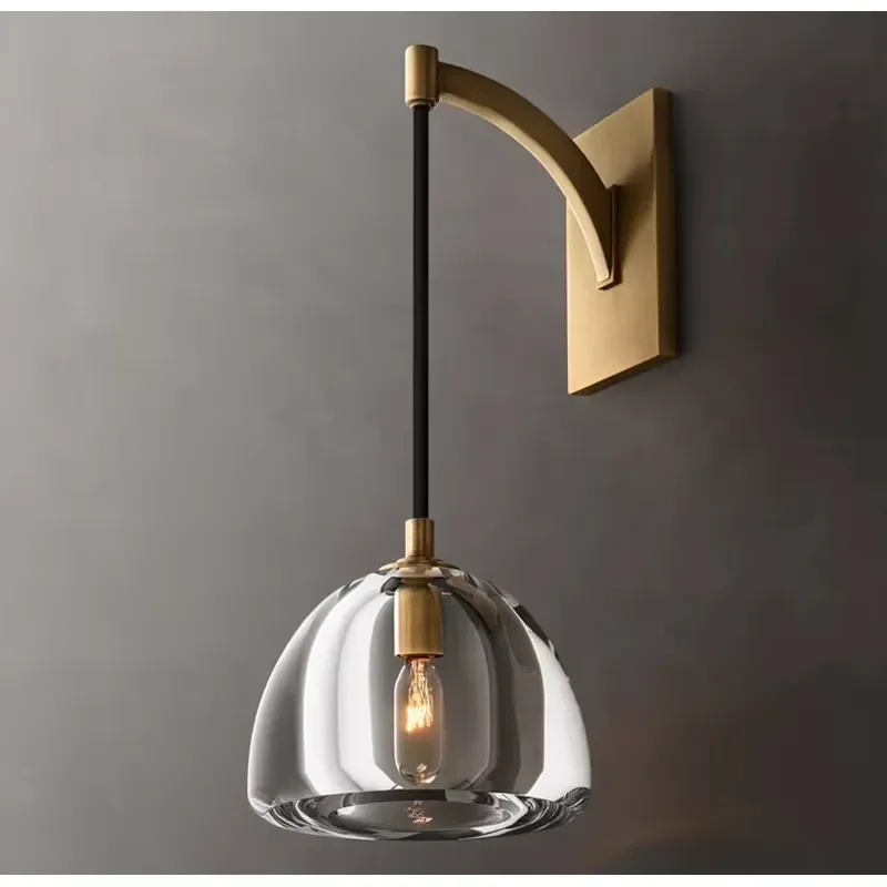 Hot Selling Custom Bedroom Wall Lamp Living Room Crystal Lamp Round K9 Hemisphere Sconce