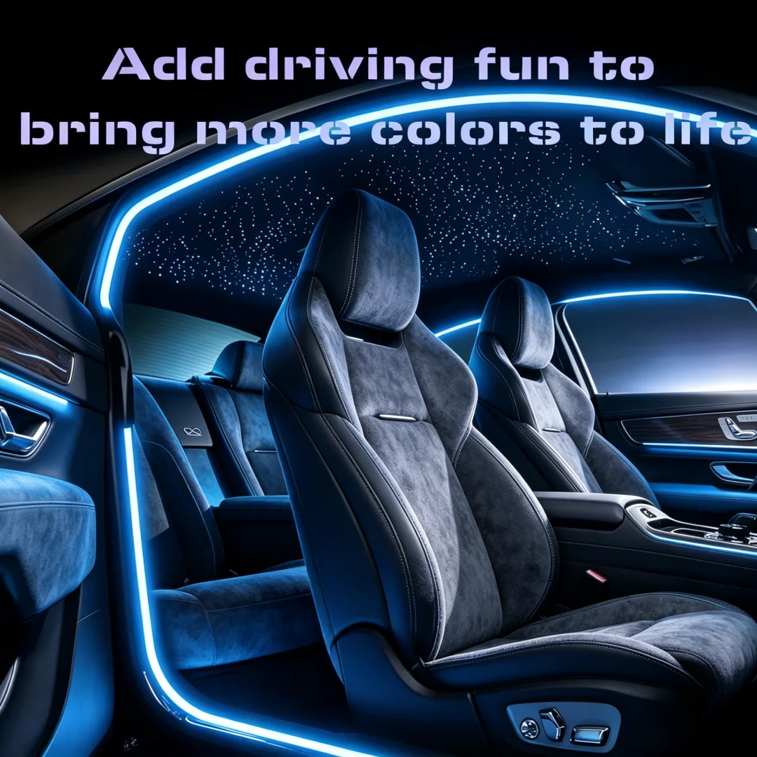 RGB LED Car Ambient Light Strip, 64-Color Music Sync Interior Door Frame Lights, Bluetooth/App/Remote Control, 8 Modes, 3.5M/4M