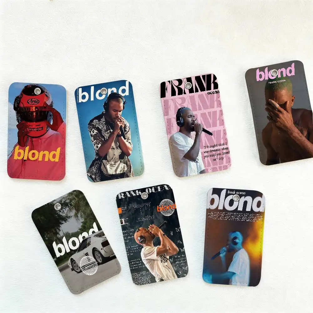F-Frank O-Ocean singer Office Supply Men And Women Credit Card Keyrings Student Card ID Card Holder Credential Holder Card