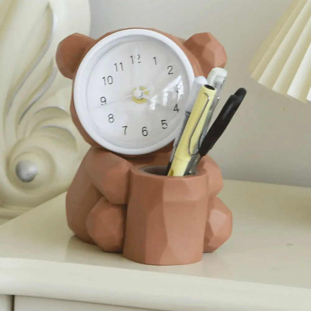 Portable Multifunctional Desk Pen Holder Minimalist Multi-purpose Alarm Clock Cute Creative Piggy Bank Office