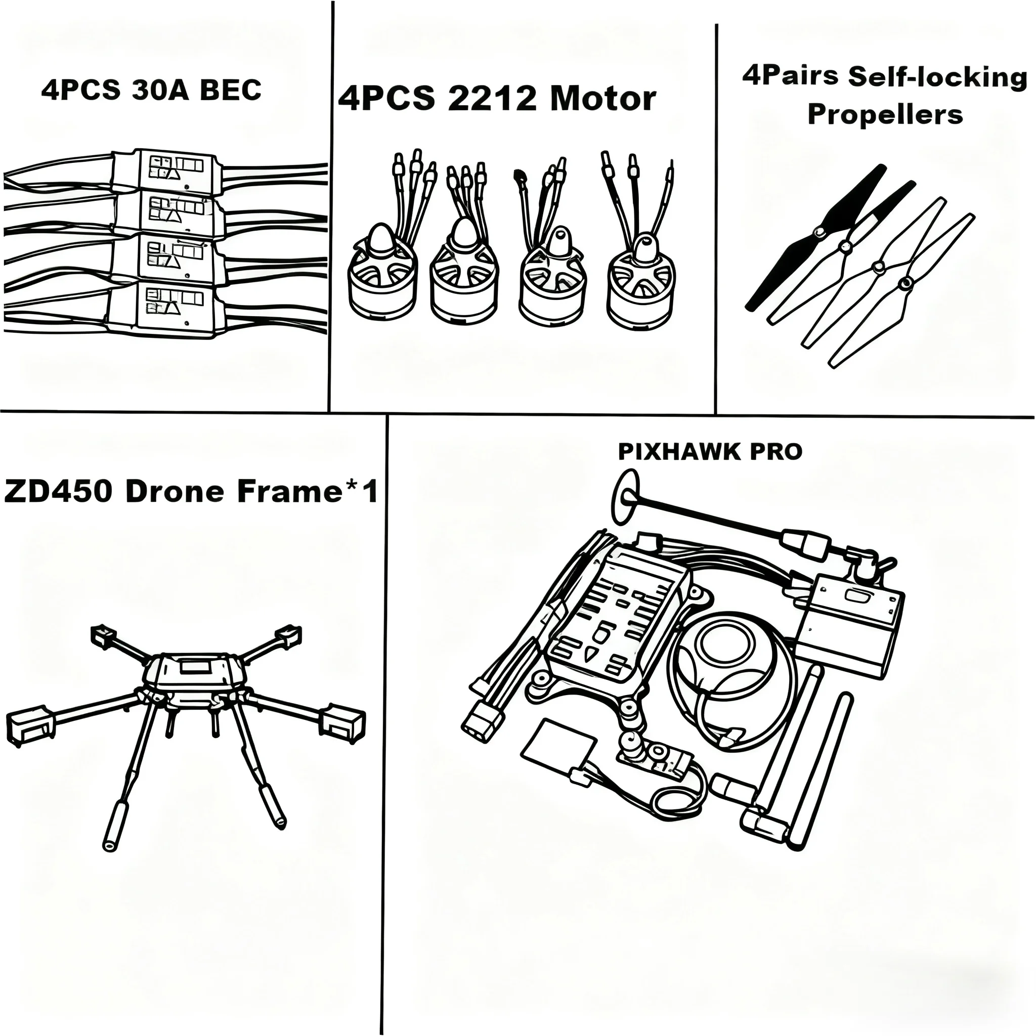 

BCUBE PIXHAWK PRO Flight Control Carbon Fiber 450 Frame Kit Ardupilot 100 МВт Радиотелеметрия Квадрокоптер BLHELI 30A ESC 2212 Двигатель