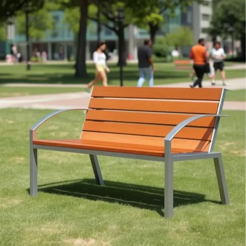 Stainless Steel Outdoor Bench With Backrest Custom Park Row Chair Solid Wood Leisure Seat Factory Direct Rest Stool For
