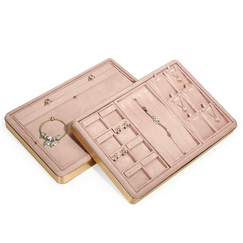 Pink Color Big Capacity Jewelry Organizer Rings Earring Holder Bracelet Necklace Show Tray Blank Jewelry Shop Window Show Props