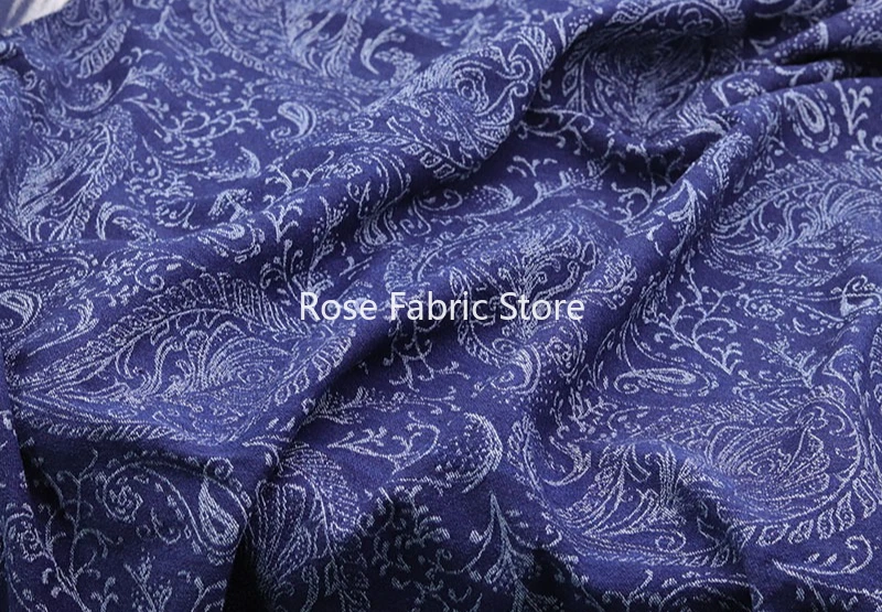 

1 meter vintage paisley jacquard washed denim fabric for denim jackets, jeans, bags, and DIY sewing materials.