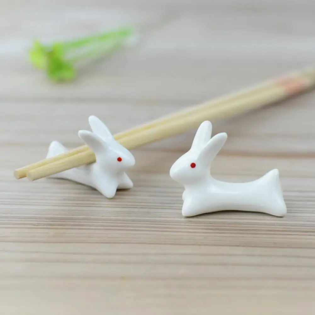 White Ceramic Little Rabbit Chopstick Rest Reused Beautiful Food Grade Chopsticks Holder Anti-dirty Chopsticks Storage Rack