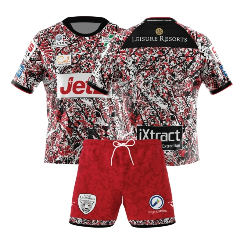 

2026 New Youth Leigh Leopards Home Rugby shirts Special Edition Jersey T-shirt Set Men's Team Sportswear Breathable Match Kit