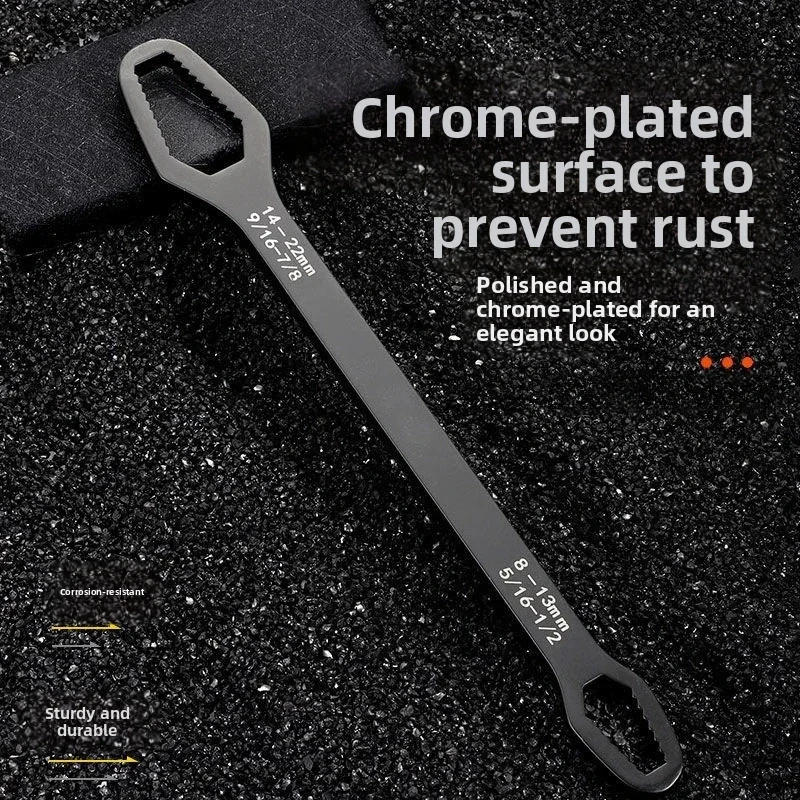 1PC 8-22mm Black Universal Multifunctional Wrench Adjustable Double Headed Plum Blossom Wrench Self Tightening Wrench Tool