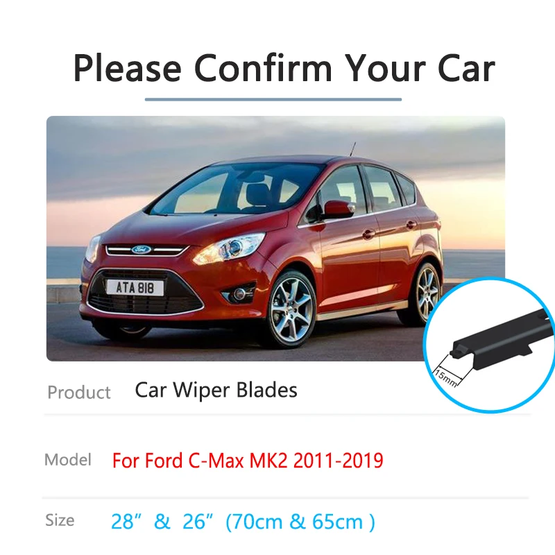 For Ford C-Max MK2 2011~2019 Car Windshield Windscreen Front Window Wiper Blades Rubber Cutter Cleaning Hatchback Motor Parts