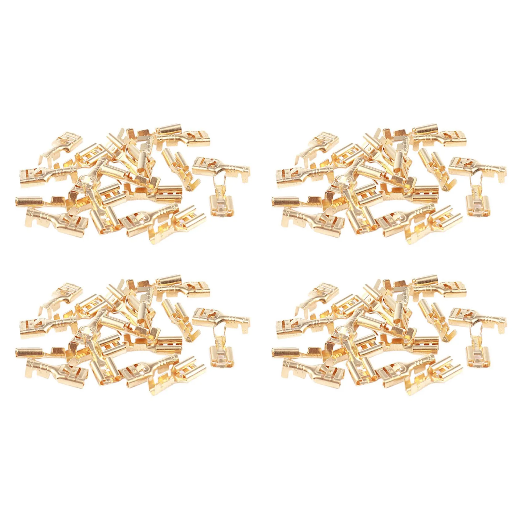 DT17 80 Pcs Brass 6.3mm Female Spade Terminal Connectors Cable Terminals Gold Tone for Machinery Electric Power