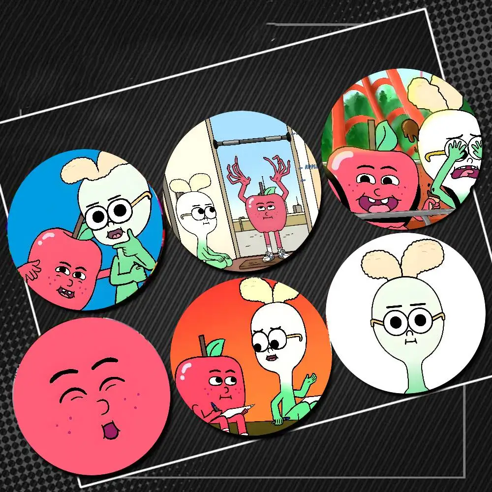 Anime Comedy Food A-Apple And Onion Pins Brooch Cartoon Badge For Friend Backpack Clothes Collect Accessories Jewelry Gift