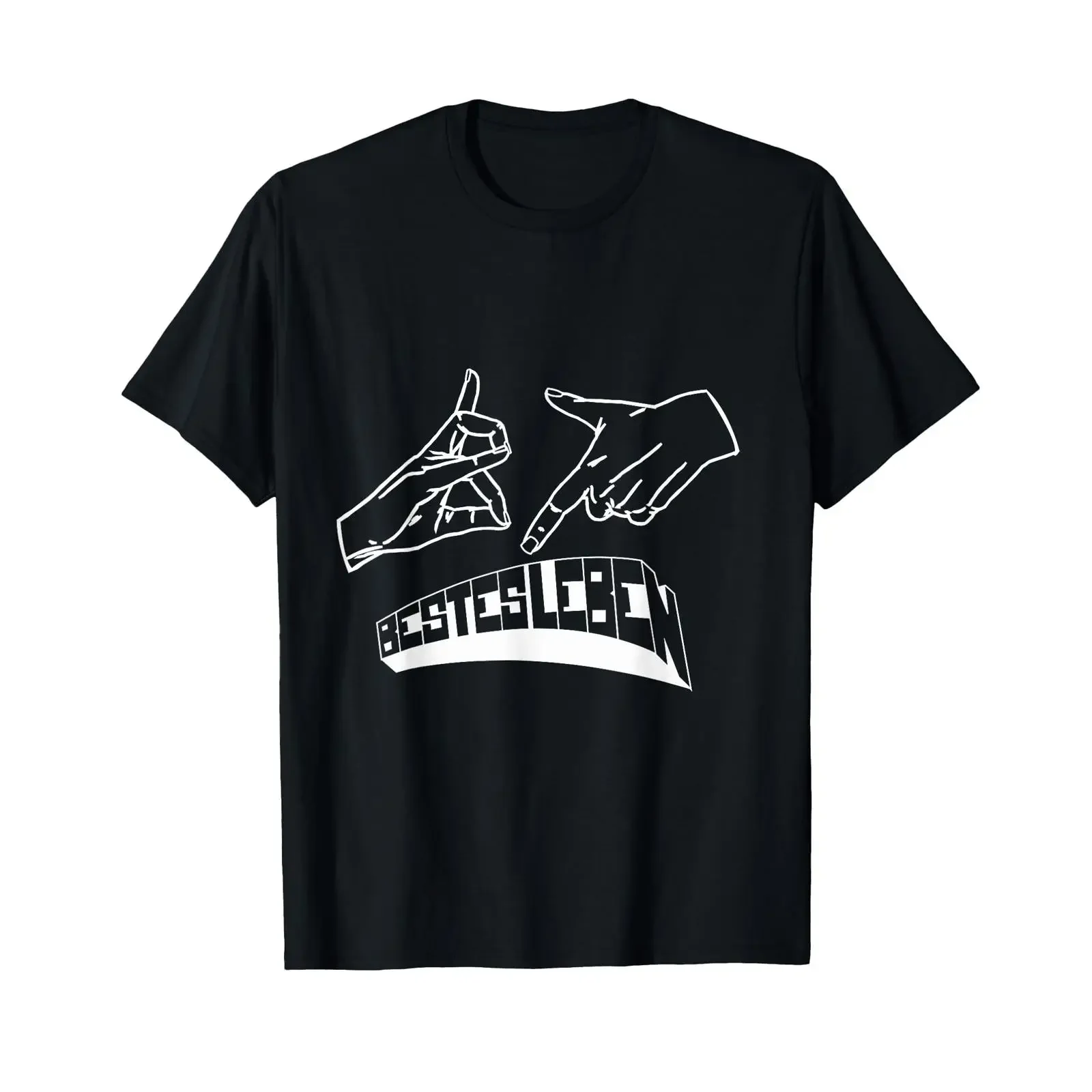 187 Bestes Leben Handzeichen Hand gesture T shirt black s vintage Washed Unisex homme Versatile Stretched Slightly streetwear