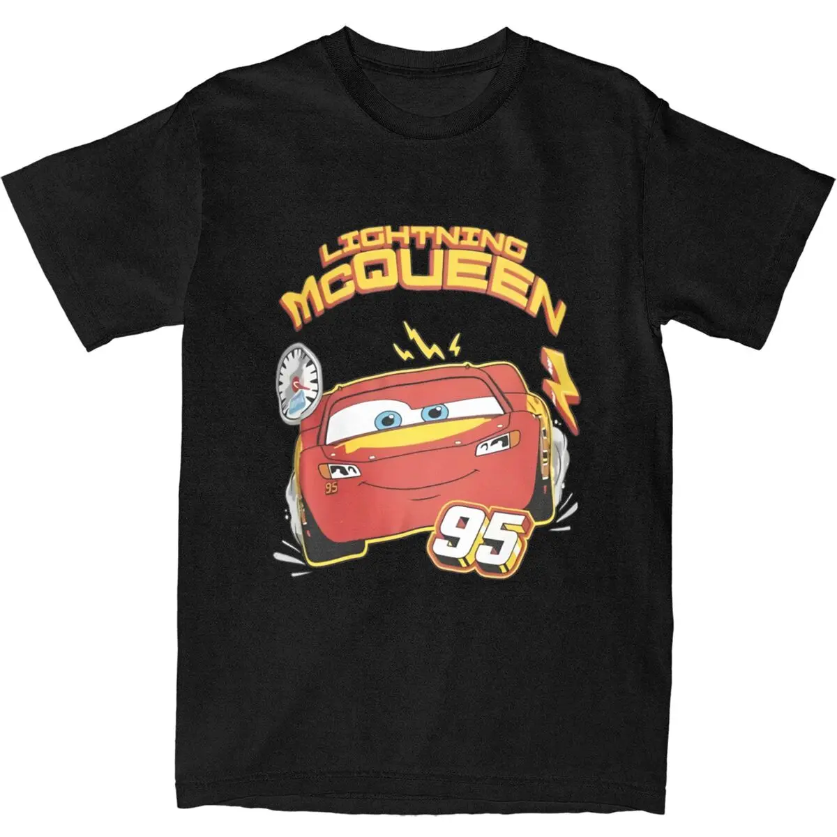 Power Shadow T-Shirt Male Lightning McQueen Y2K Basic Pure Cotton T Shirts Summer O Neck Hip Hop Tees Design Oversized Clothing