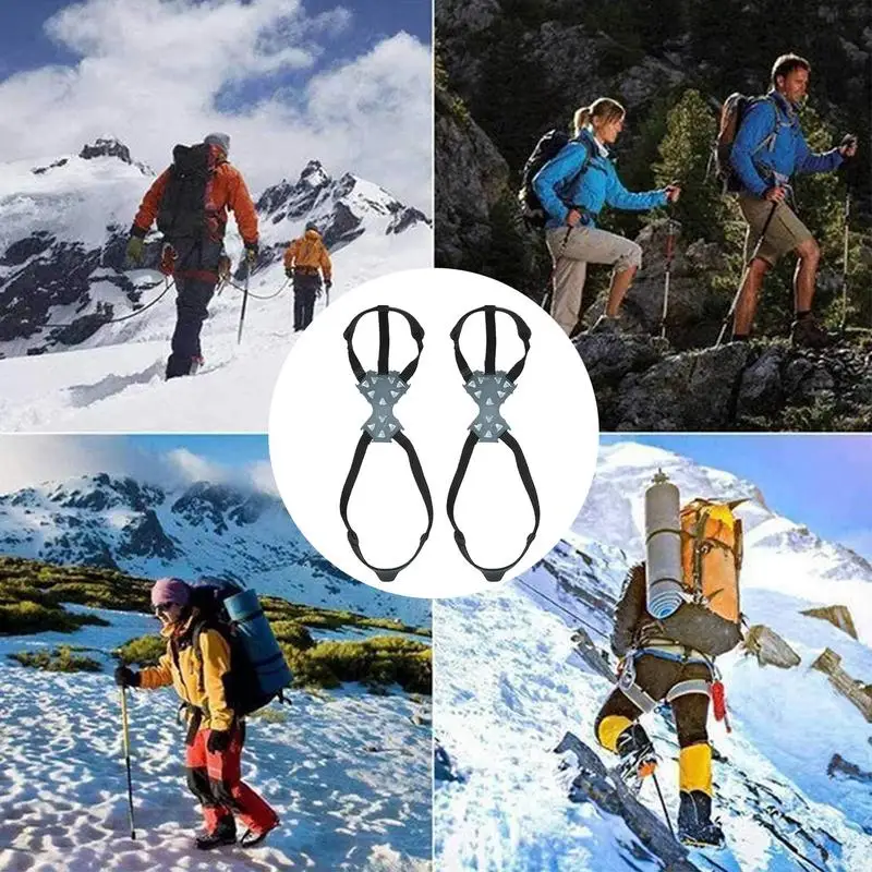 11 Steel Spikes Ice Grippers Ice Claw Anti-Skid Snow Ice Climbing Shoes Grips Cleats Over Shoes Covers Crampons for Hiking Climb