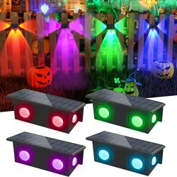 2/4PCS RGB Solar Fence Light for Outdoor Step Stair Decor IP65 Waterproof Color Changing Garden Deck Pathway Solar LED Wall Lamp