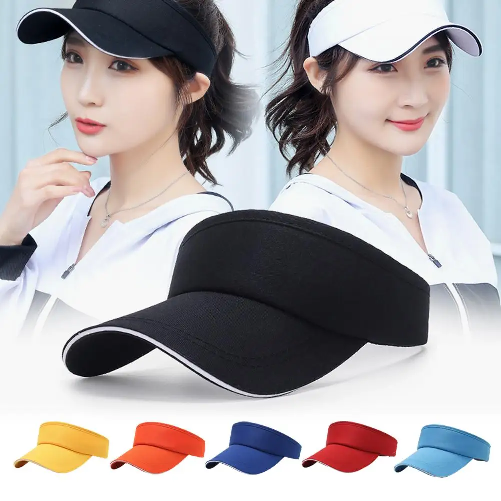 Pare-soleil universel réglable de couleur unie, chapeau vide d'été de soleil de Golf de Sport, chapeau solide respirant, casquette de couleur supérieure de Tennis E9Z7