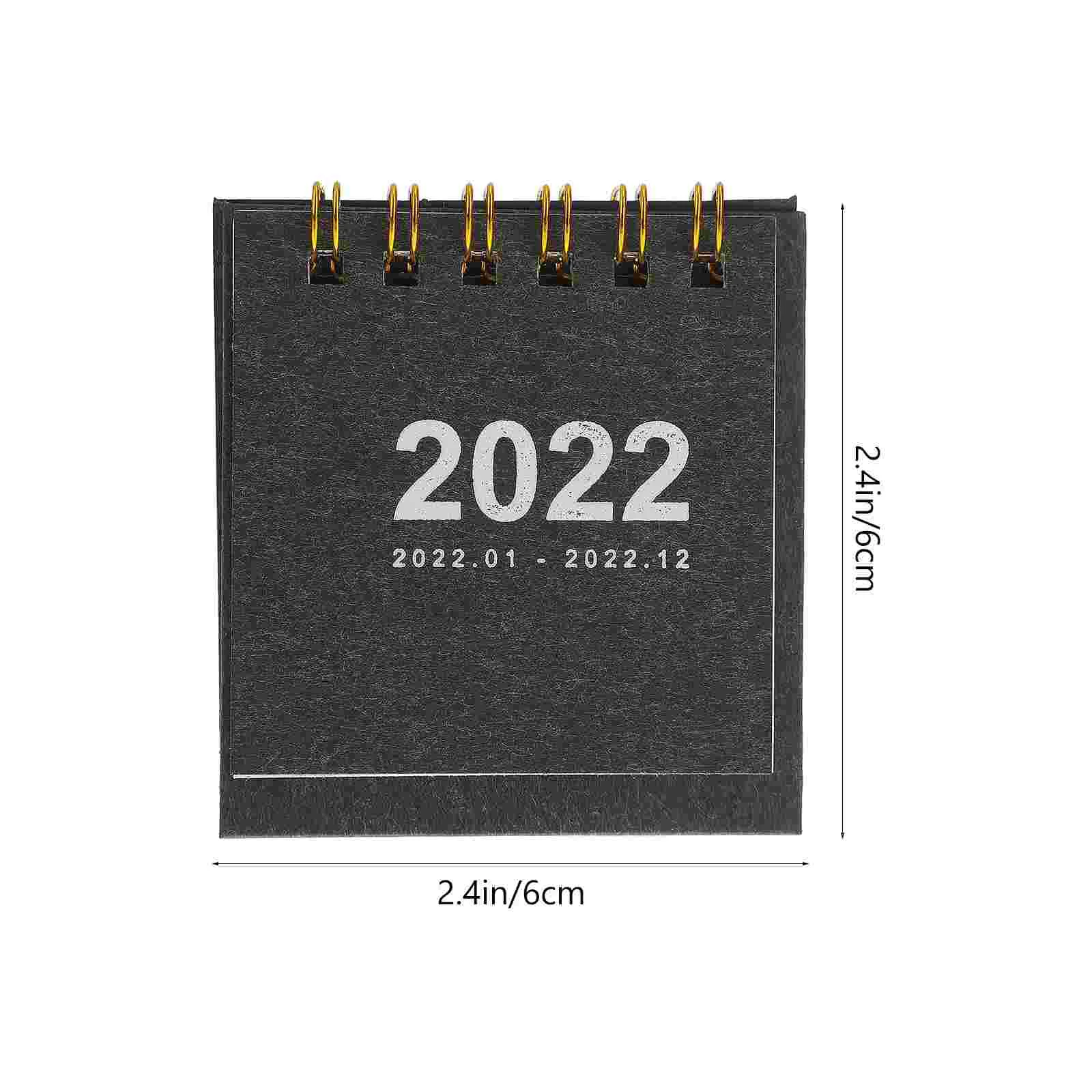 2 PCS Twin-wire Binding 2022 Mini Desk Calendar Portable Desktop Pocket Simple Student