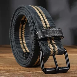 New no punch lengthened canvas belt men and women universal casual work retro belt students military training jeans belt