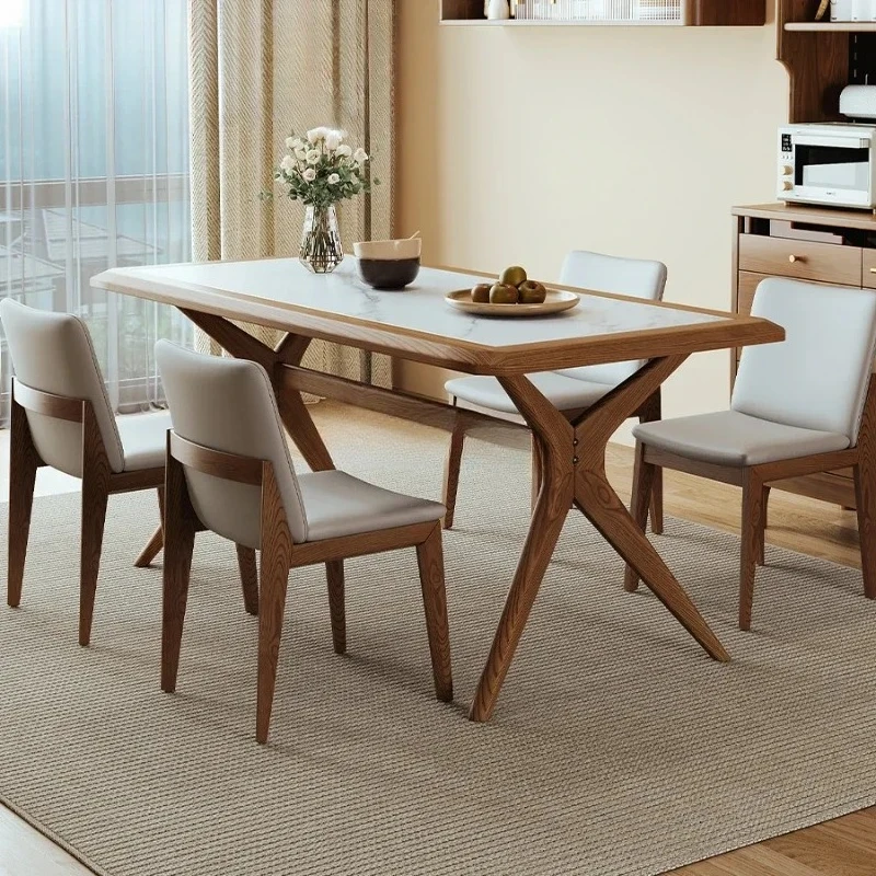 

Nordic solid wood rock slab dining table household small apartment modern simple ash wood dining table