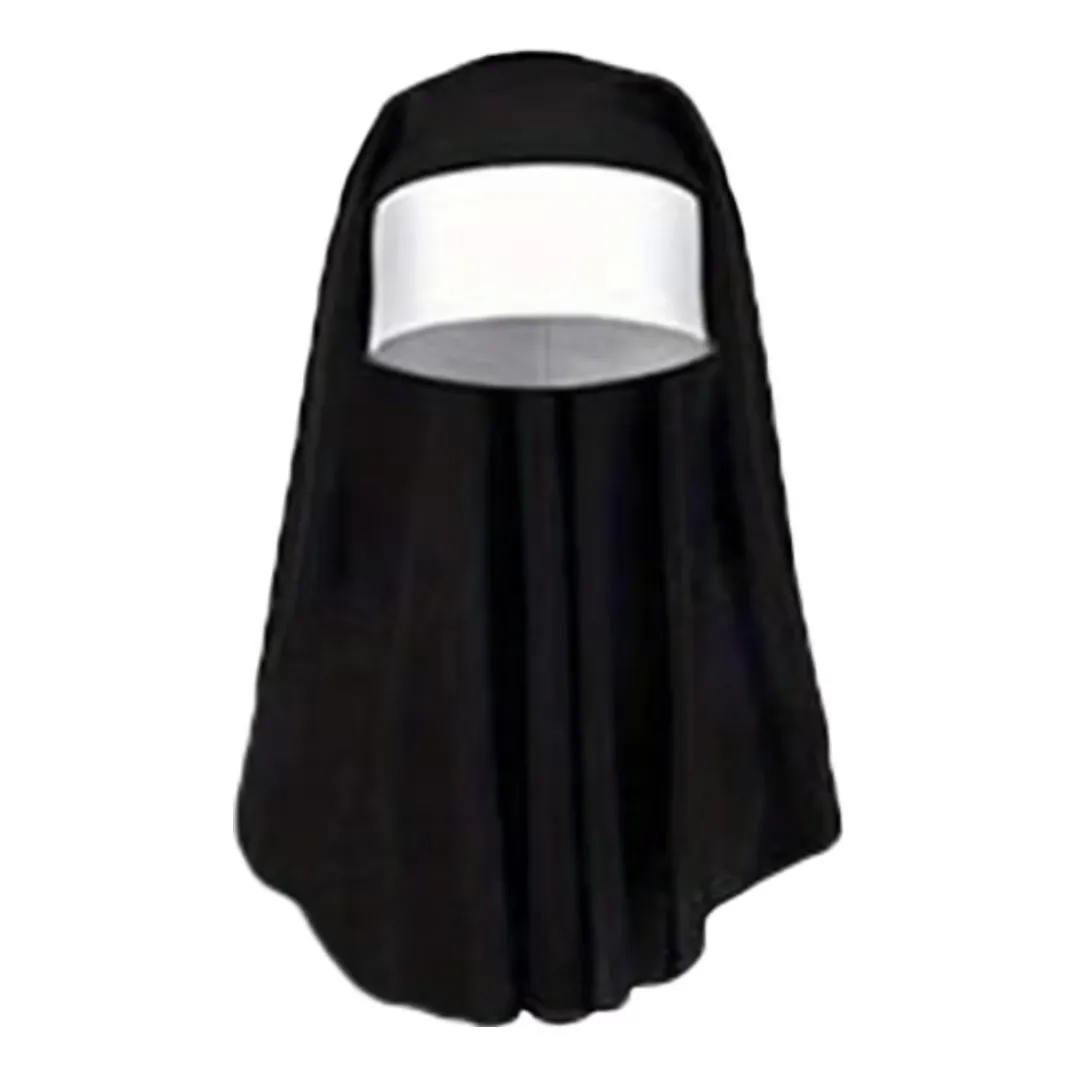 Pesenar 4 Pieces Set Nun Clothing Suit  Nun Hat Nun Collar Cross Pendant Necklace Knee-Length Knee Socks Suitable for Halloween