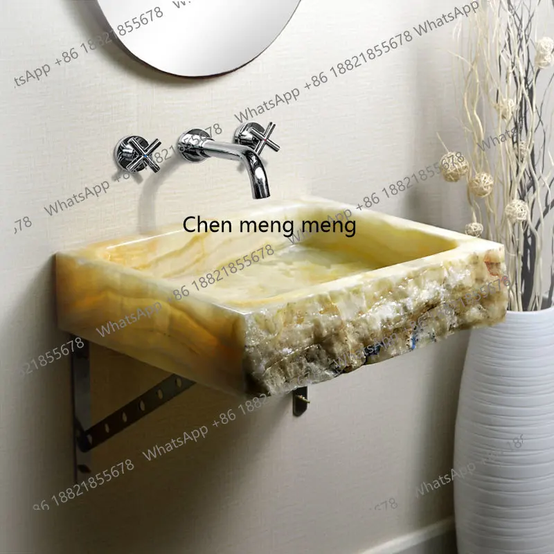 

Wall-mounted wash basin marble combination, small and simple bathroom, household toilet, balcony washbasin