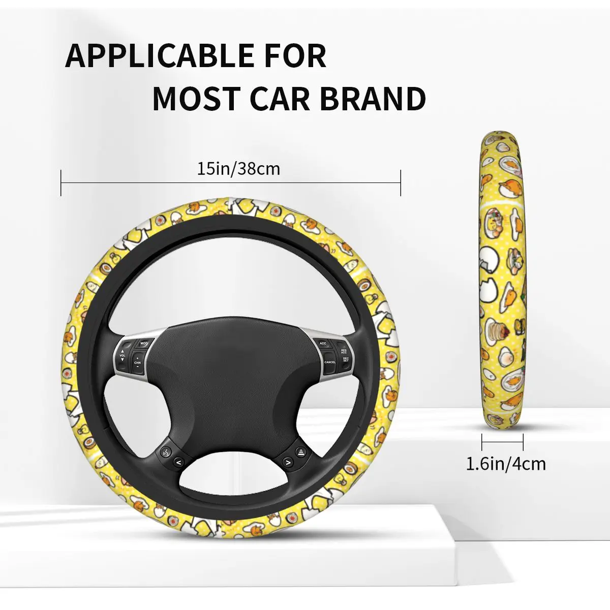 Yoga Gudetama Egg Car Steering Wheel Cover 38cm Non-slip Auto Steering Wheel Protector Elastische Car-styling Car Accessories