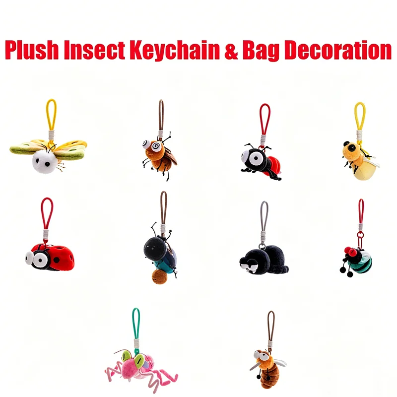 New Limited Cute Insect Plush Pendant Handmad Stress Relief Souvenir Key Ring BagPendant Hanging Ornaments Home Decoration