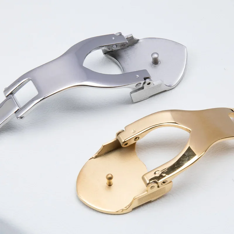 316L Stainless Steel 18mm Deployant Clasp Watch Buckle For Tudor Strap Leather Rubber Band Replacement Silver Fold Buckle