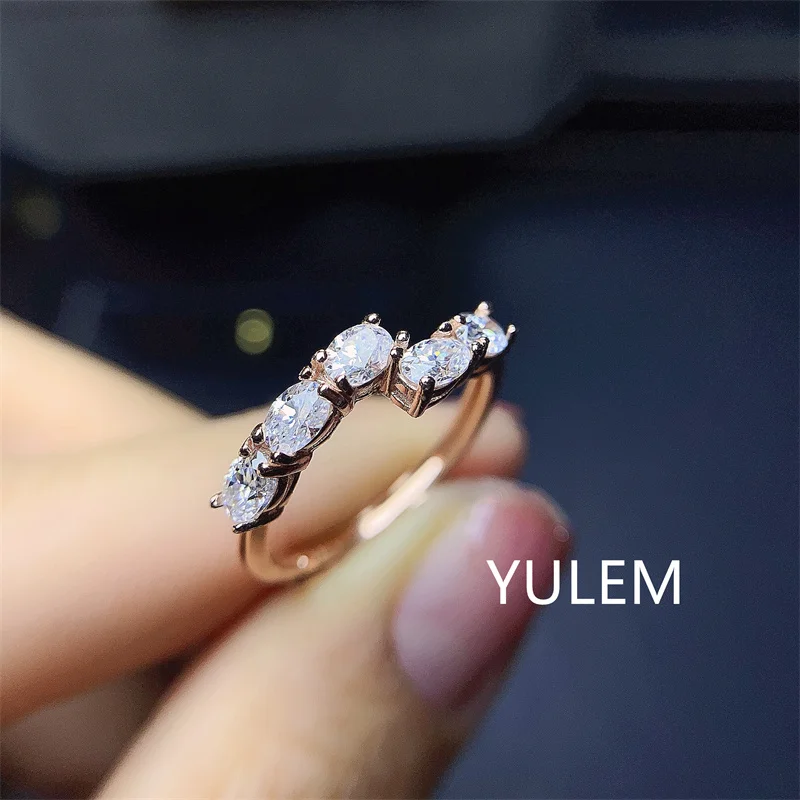 

YULEM 3*4mm Mossanite Diamond Band Ring for Ladies 925 Sterling Silver Premium Wedding Jewelry for Engagement