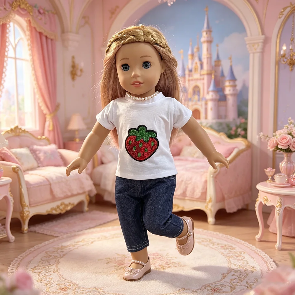 18 Inch Doll Fashionable and Cute Set, Suitable for Spring and Summer Outfits, Doll Wardrobe, and Accessories for 18 Inch Dolls