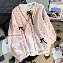 JK Uniform Cardigans Women Coats Students Preppy Solid Long Sleeve Knitted Loose All-match Japanese V-neck Causal Daily Female